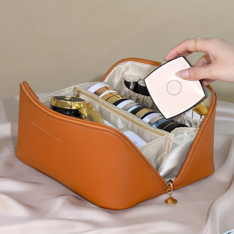 Minimalist Plaid Pattern Cosmetic Bag, Solid Color Zipper Makeup Bag,  Travel Toiletry Wash Bag - Temu Israel
