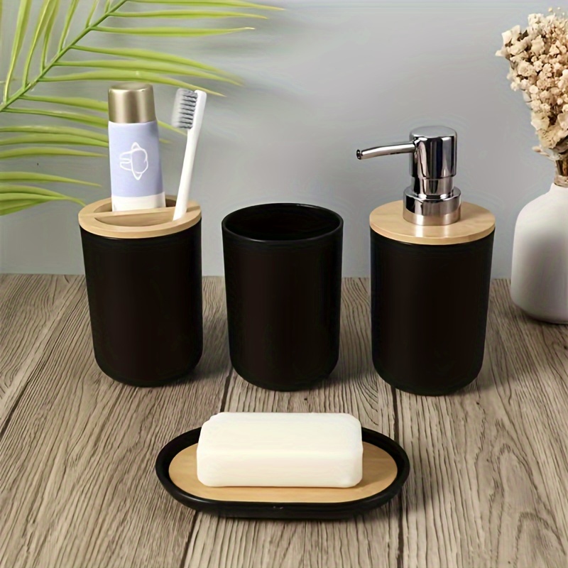 YYW Juego de accesorios de baño de cerámica para baño, juego completo de  accesorios para encimera de tocador, incluye vasos dispensadores de loción  y