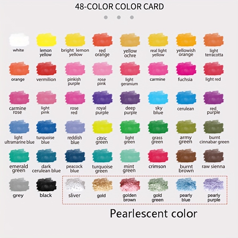 48 Vivid Colors In Portable Box Including 6 Pearlescent - Temu