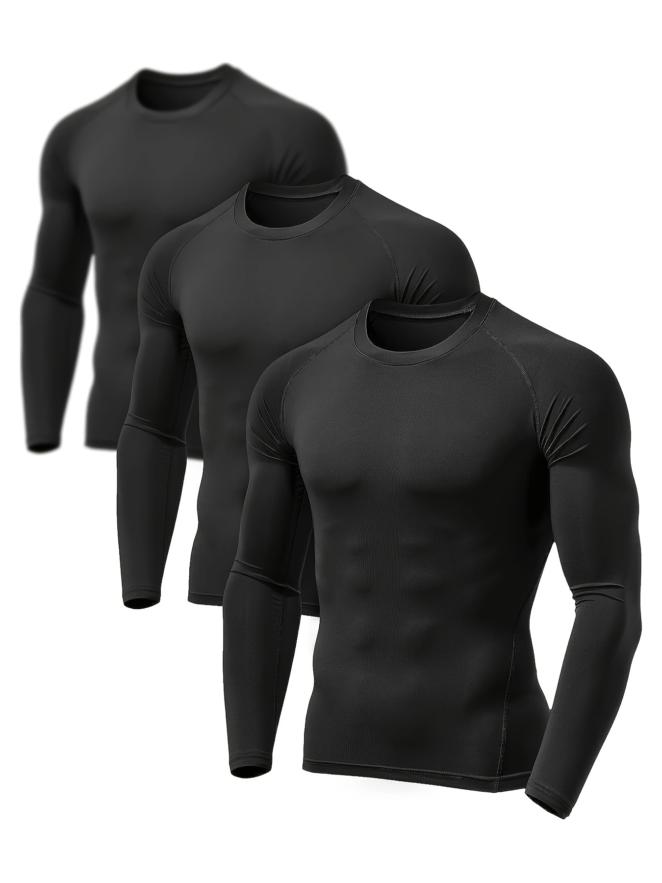 CW Plain Compression Top Full Sleeve Black Athletic Fit Sports Inner Wear