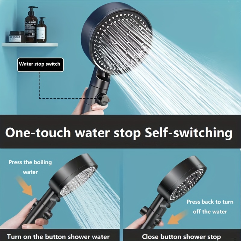 Cabezal de ducha de alta presión multifuncional con 5 modos, cabezal de  ducha de mano de alta presión con encendido/apagado
