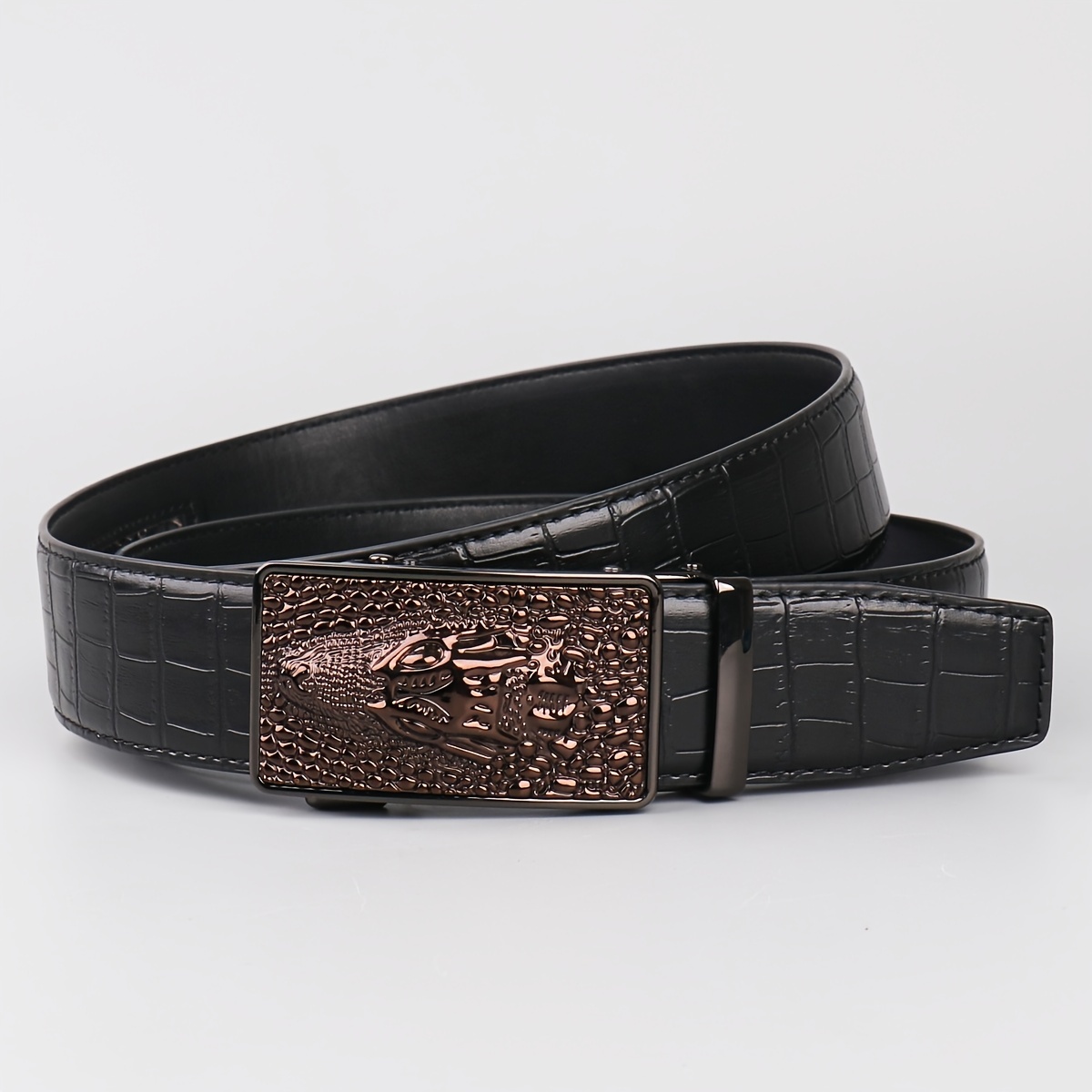 Fashion Skull Head Automatic Buckle Pu Leather Belt For Men - Temu