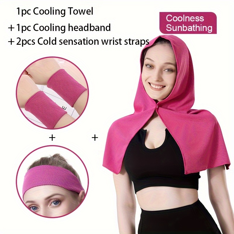 1pc Cooling Hoodie Towel, Absorbent Quick-drying Cooling Towels for Neck and Face, Sunscreen Cooling Neck Wraps,Temu