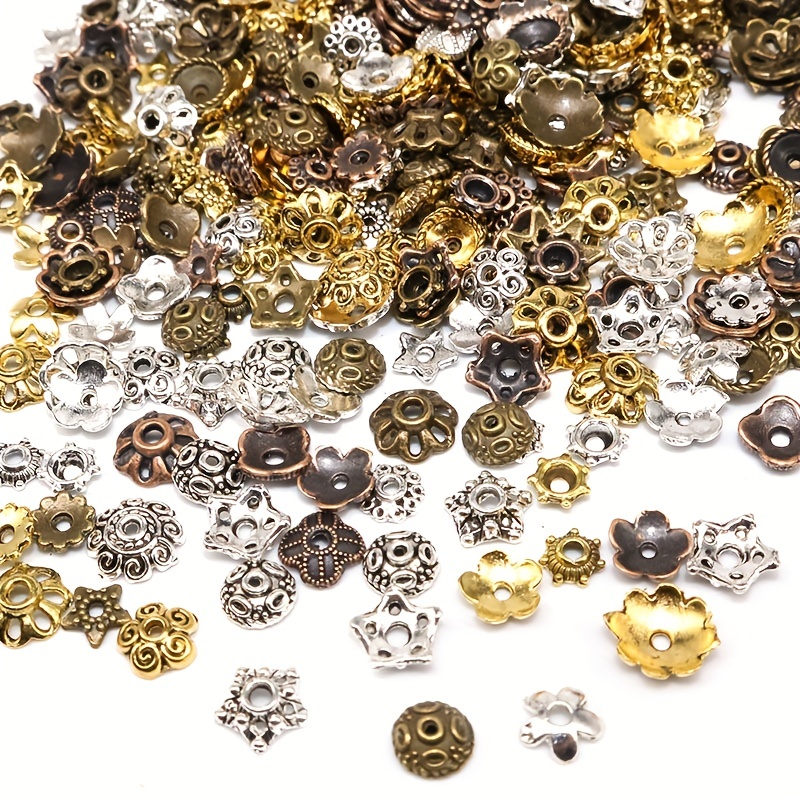 Antique Golden Silver Metal Flower Beads For Jewelry Making - Temu