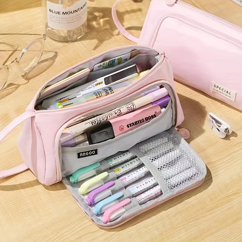 Macaroon Color Multipurpose Pen Holder Case With Compartment - Temu