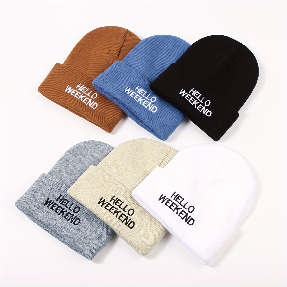 V Embroidery Graphic Beanie Trendy Solid Color Couple Beanies Casual  Coldproof Knit Hats For Women & Men - Temu