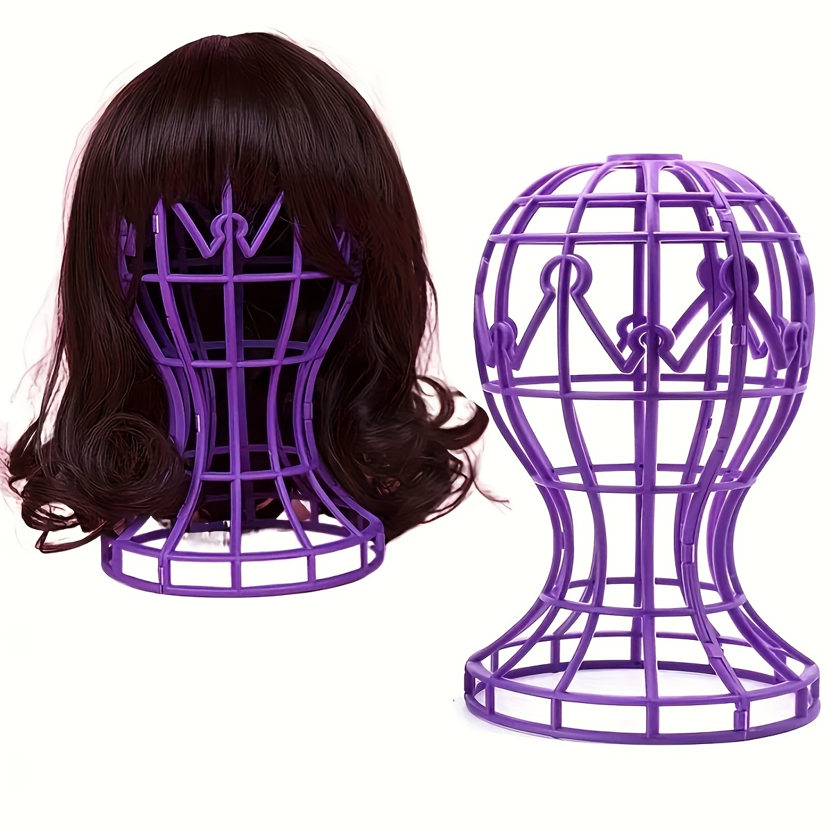2 Pack Wig Stands, Tall Wig Holder Stand Head Durable Plastic Folding Wig  Holder