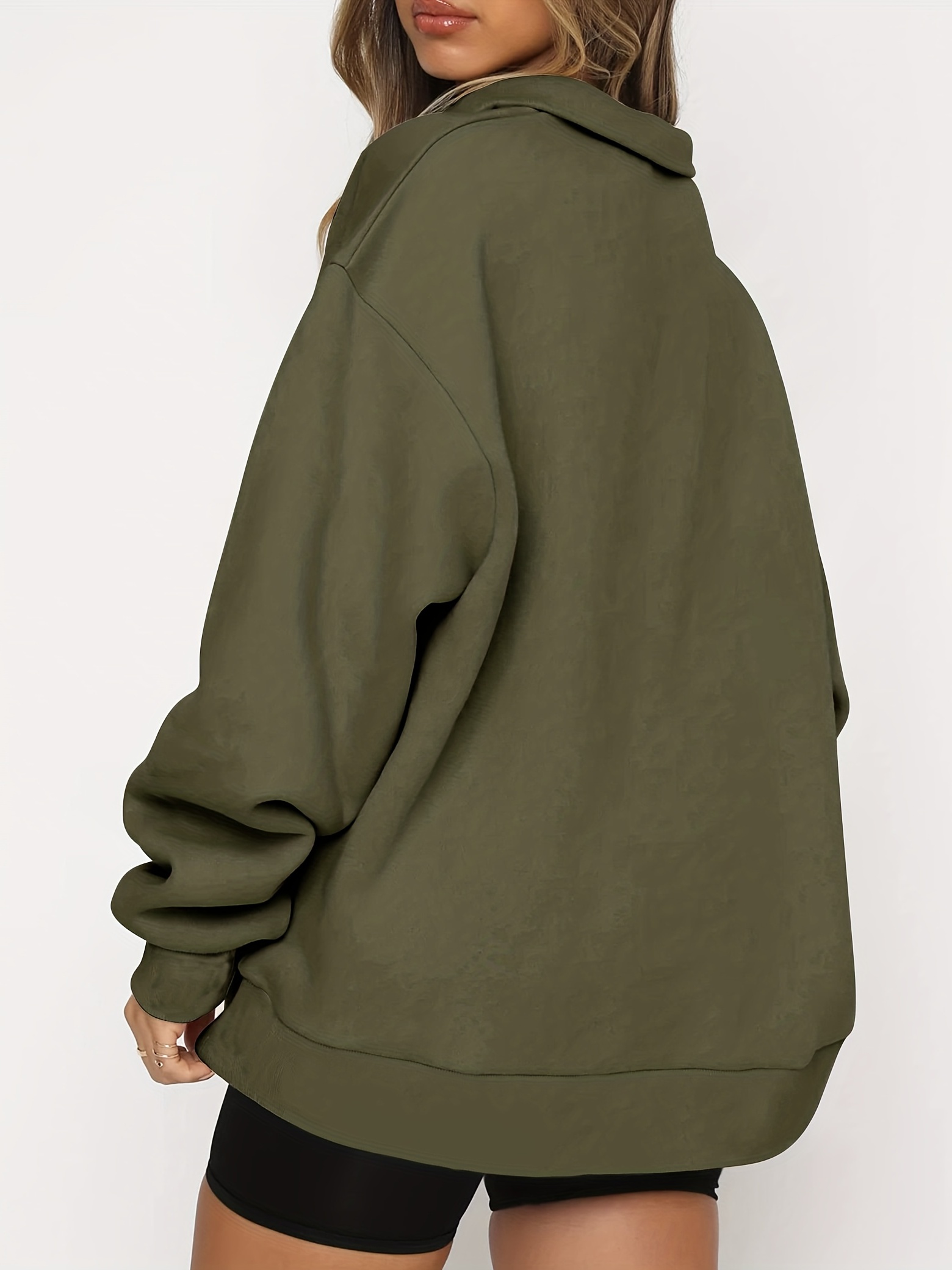 Women's Oversized Half Zip Pullover Long Sleeve Sweatshirt - Temu