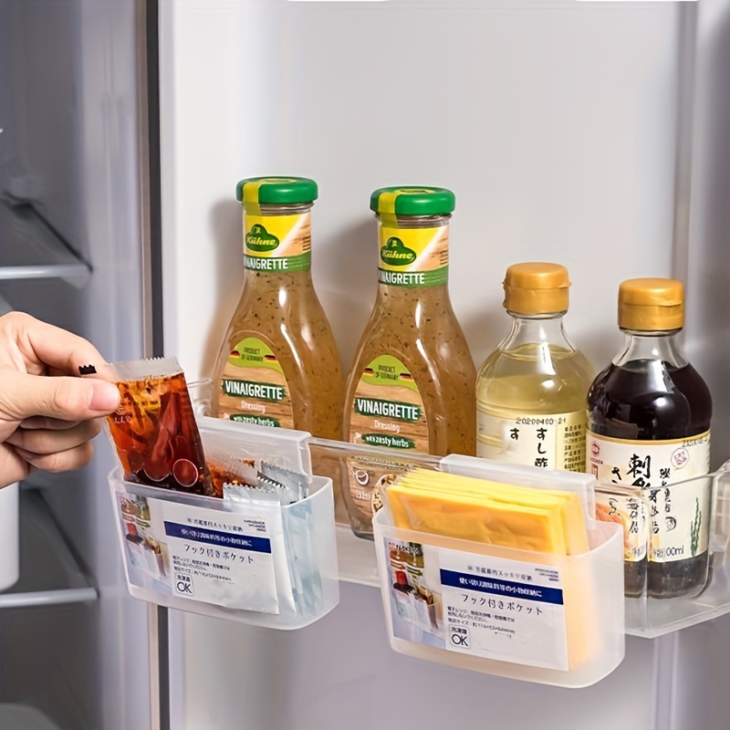 2 Pcs Mini Fridge Hangings Storage Box Clear Refrigerator Organizer Bins  Small Seasoning Containers For Pantry