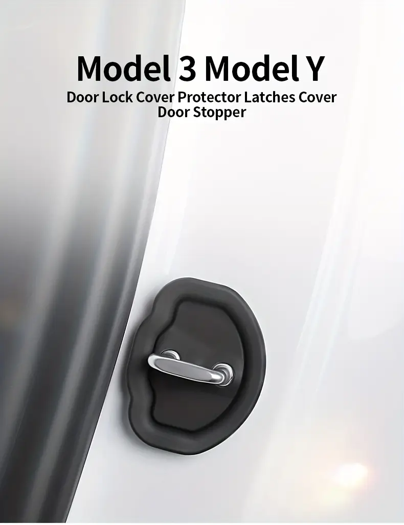 fit for tesla for model y car door lock cover silicone car door lock cover door guard lock protector for tesla accessories details 0