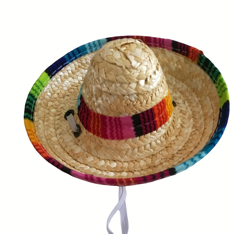 Adjustable Pet Sombrero Straw Hat For Summer Sun Protection - Temu