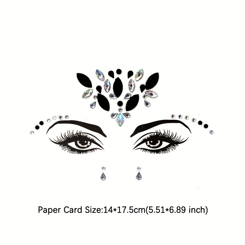 3d Face Crystal Jewels Tattoo Sticker Shiny Face Rhinestones - Temu