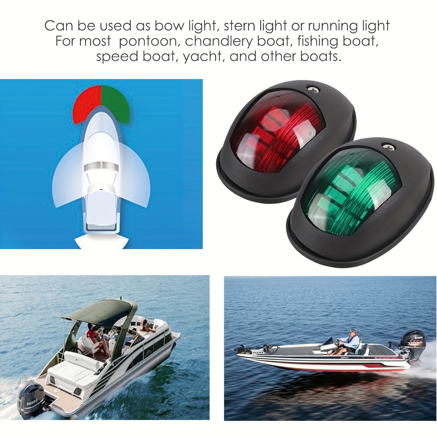 Cheap 2 in 1 Red Green Navigation 8 LED Marine Bow Boat 12V Yacht