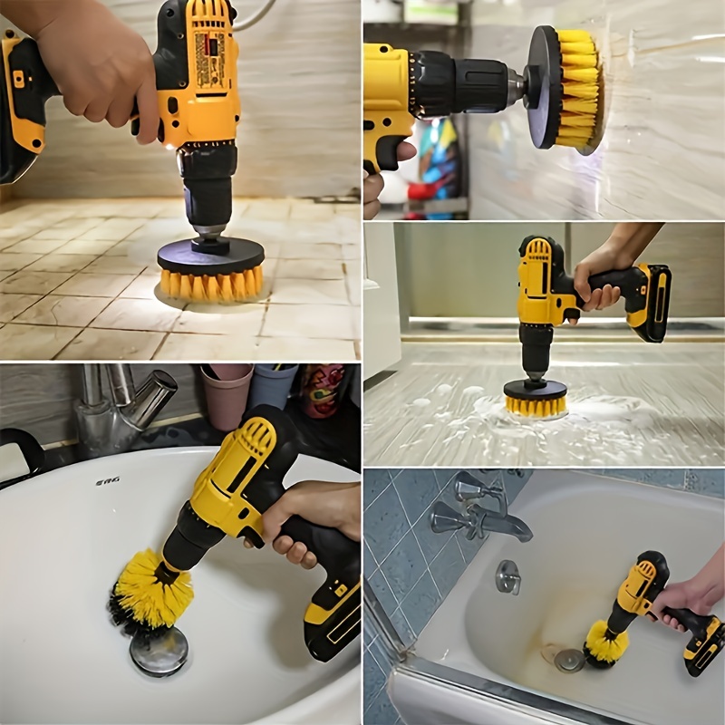 Electric Drill Brushes, Drill Brush Set: Power Scrub Away Grime And Dirt  From Floors, Tubs, Showers, Tiles, And More! - Temu