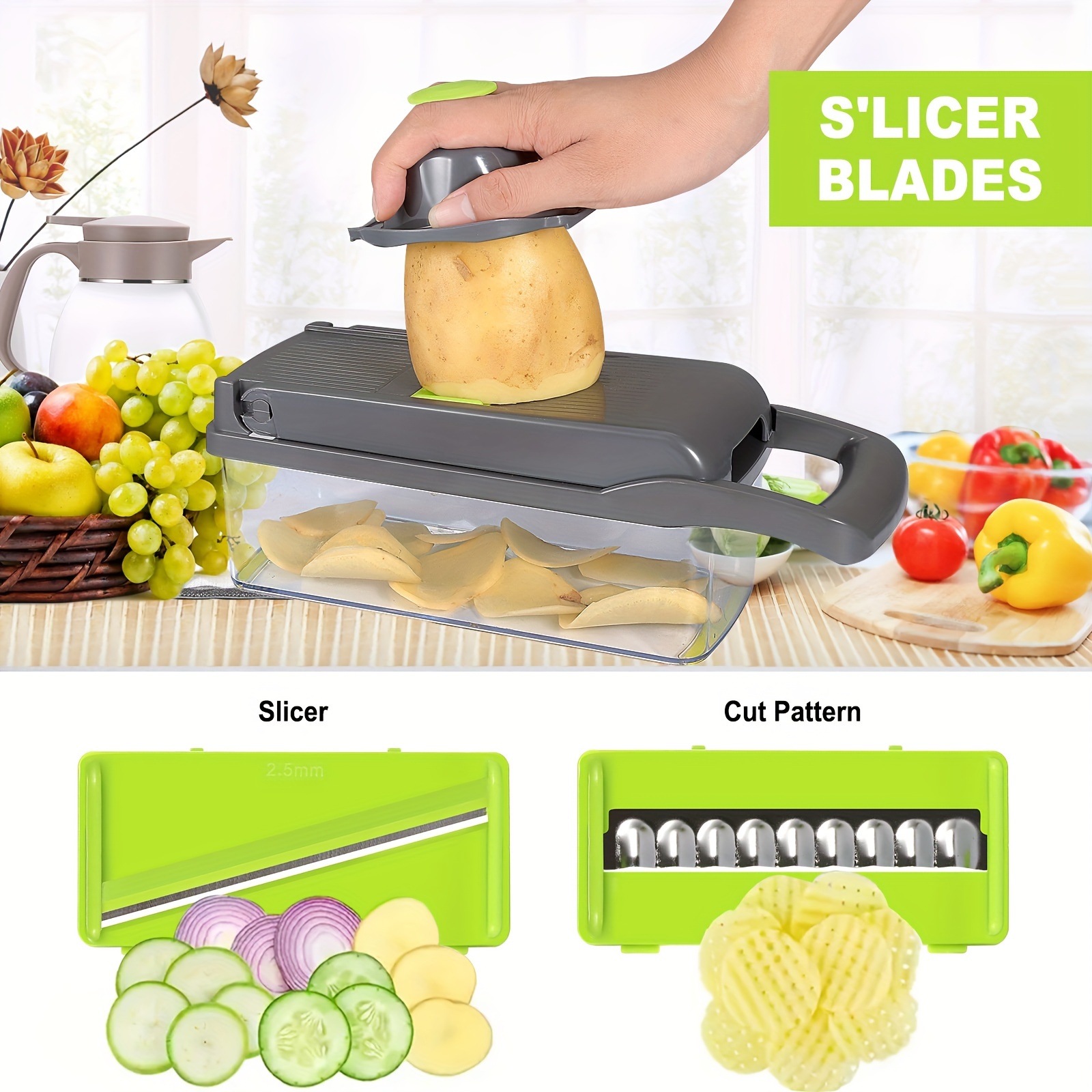 Tiitstoy Kitchen Multi-Purpose Vegetable Cutter Pepper Chopper Cut Fruit  and Vegetable Beans and Potatoes Multi-Purpose Machine without Grinding  Hands