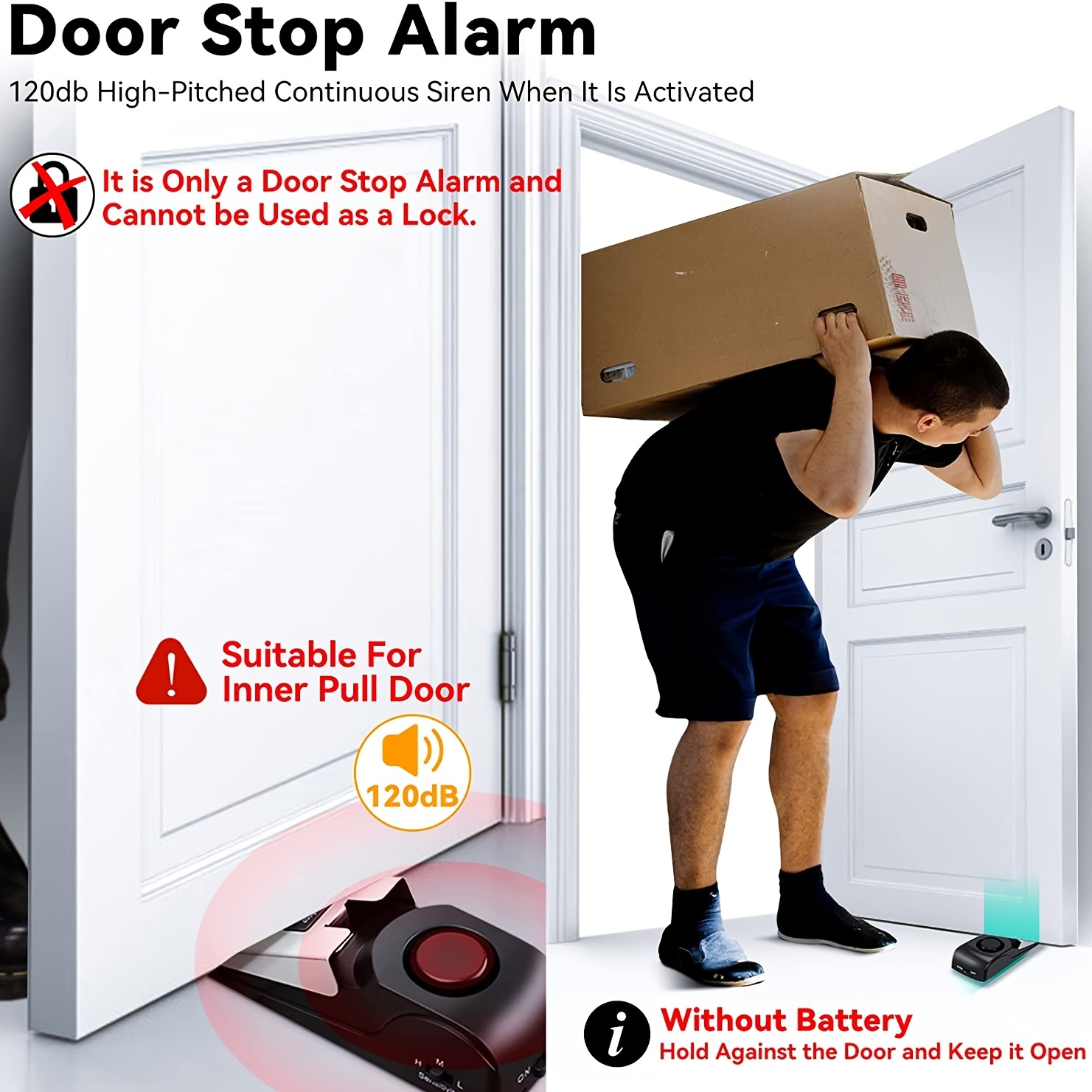 120dB Wireless Door Stop Alarm for Home Security