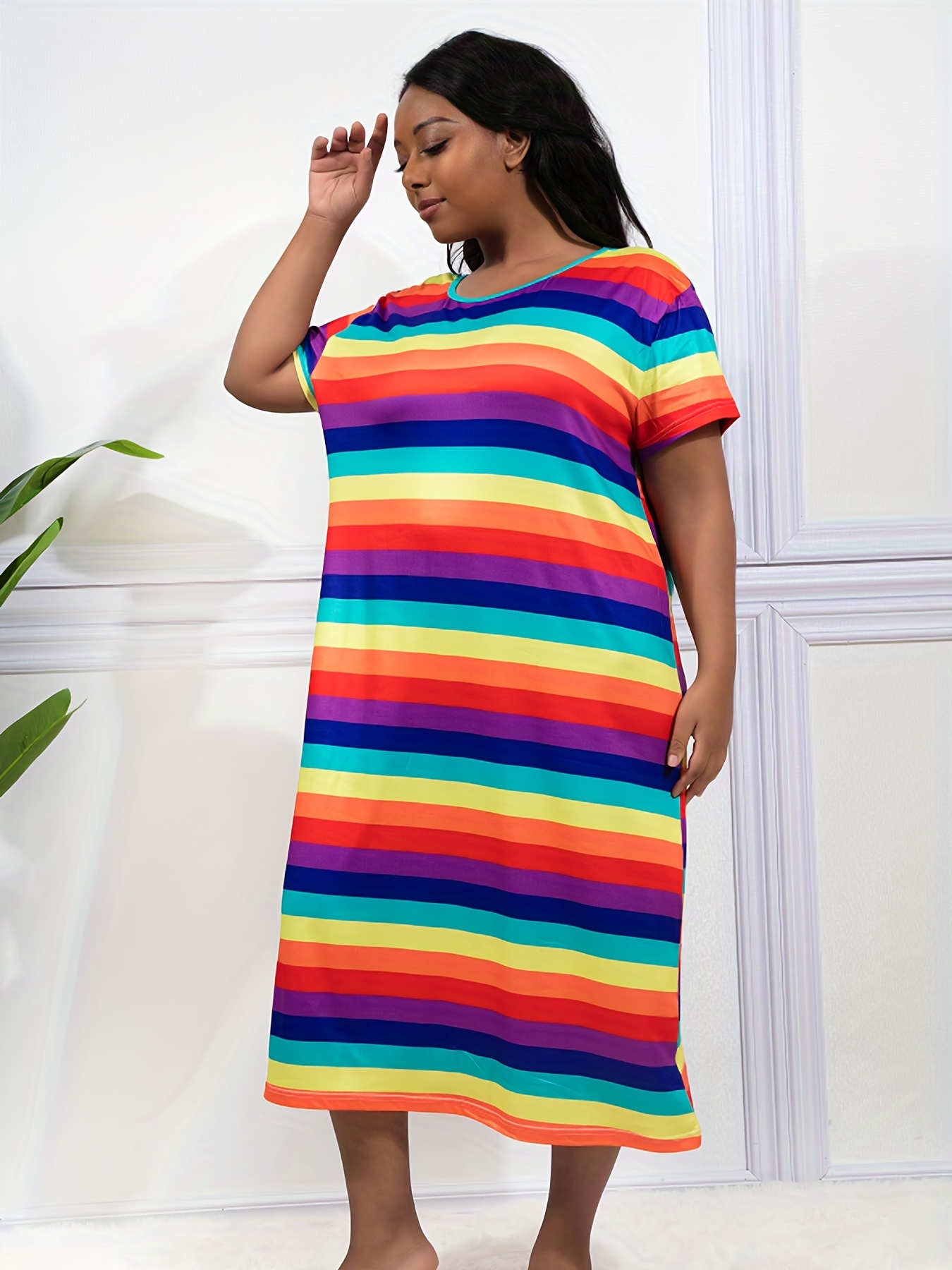 Women's Plus Rainbow Stripe Bodysuit