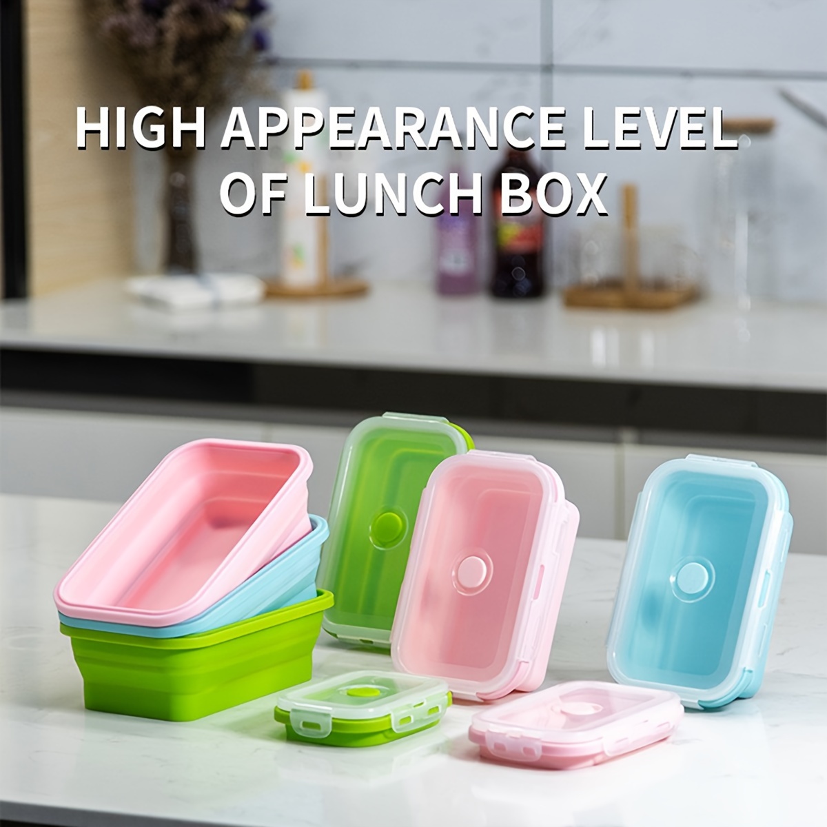 3 Colors Of Foldable Silicone Food Storage Container With Lid