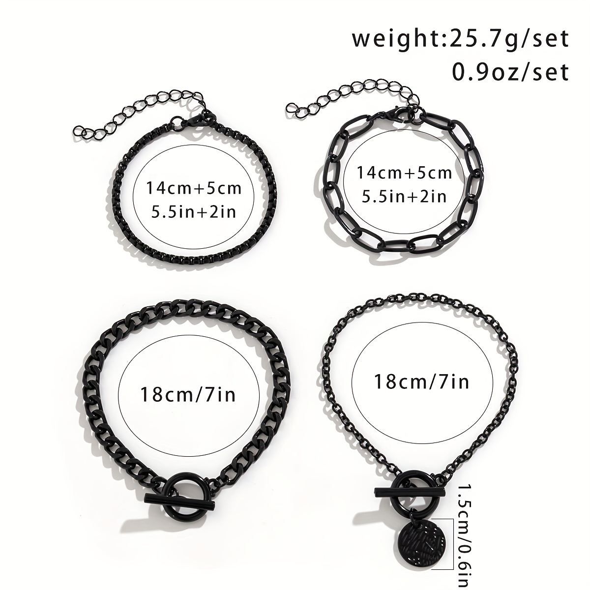 Flat Snake Chain Retro OT Buckle Bracelet Set
