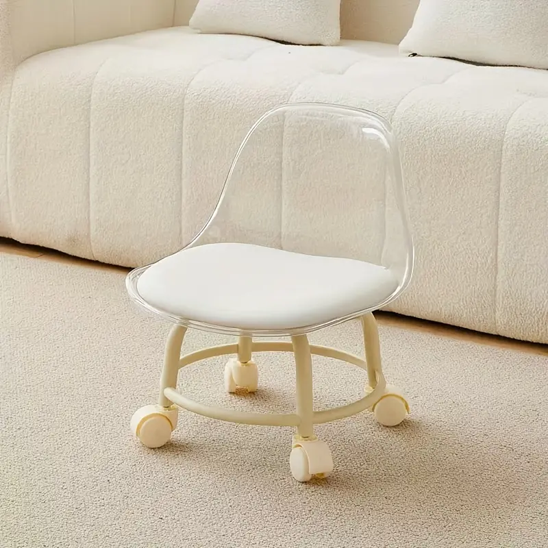 1pc acrylic universal wheel small stool mute transparent waist pulley low stool wheeled back bench small chair transparent 7