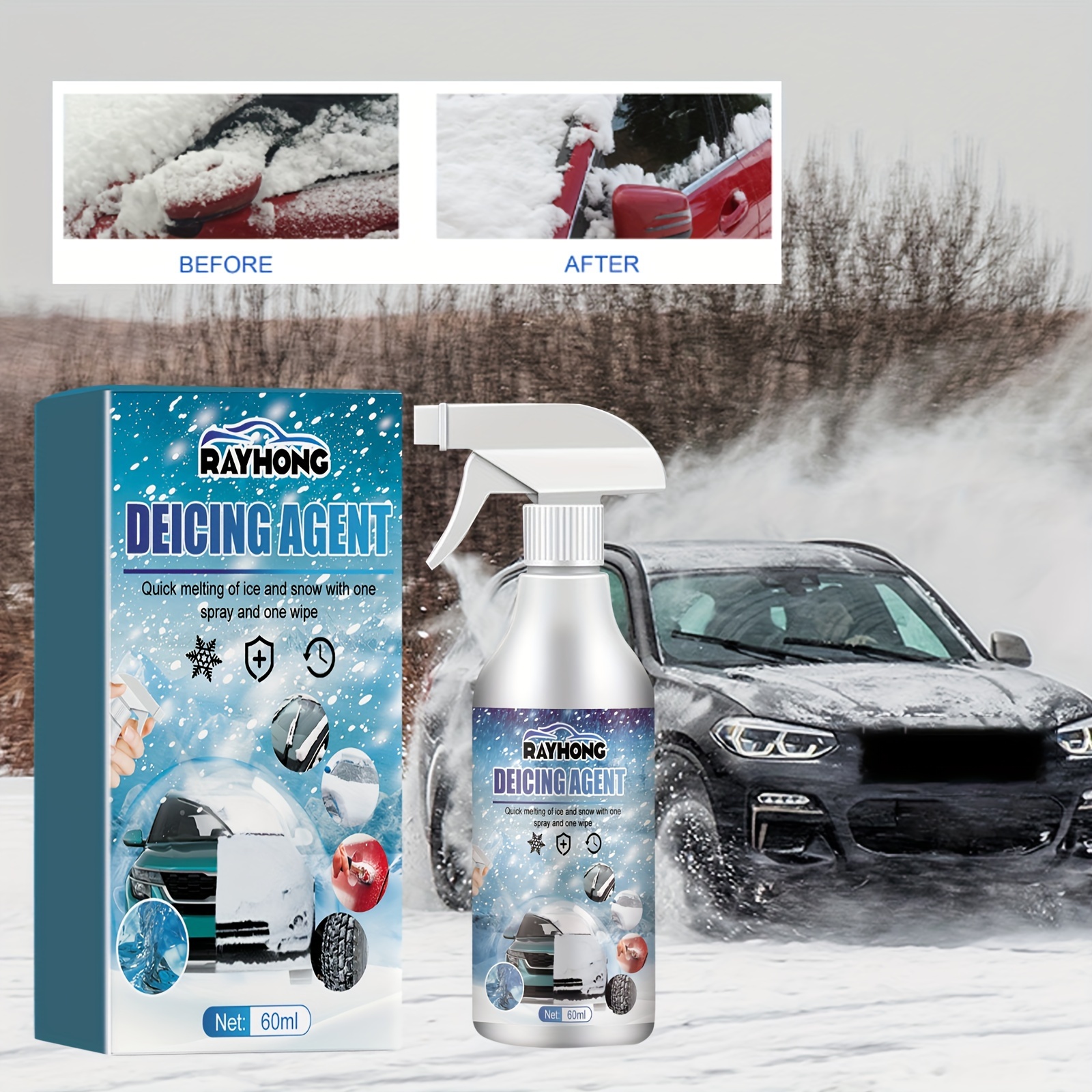 11 Oz Windshield Spray De Icer Instant Ice off Frost Remover Snow