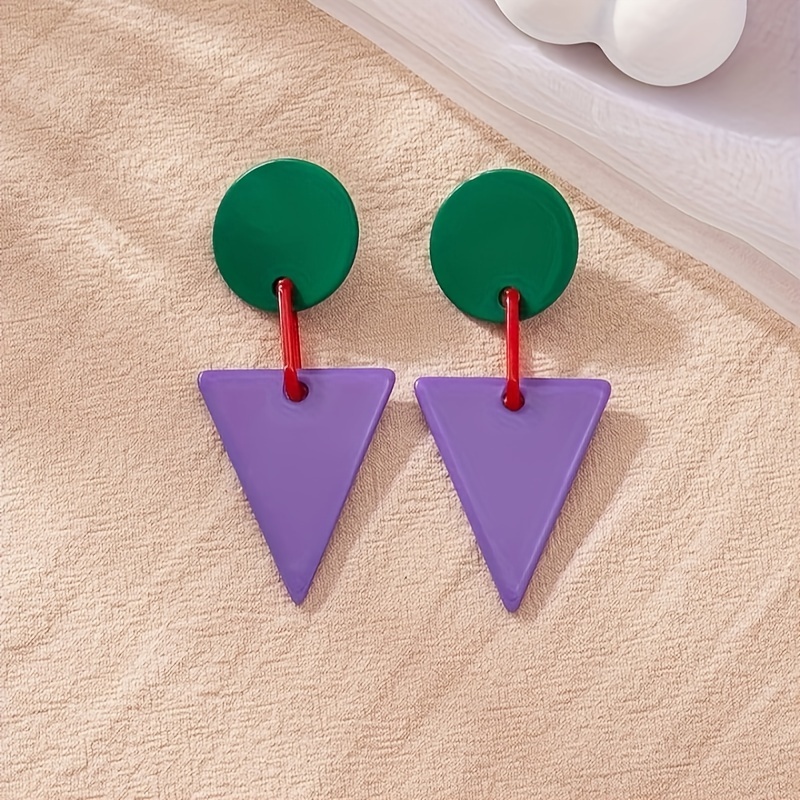 TEMU 1 Par de Aretes Colgantes Geométricos Minimalistas Triangulares para Mujer