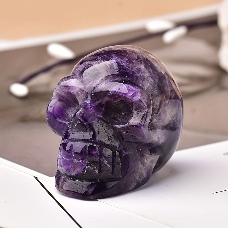 Natural Stone Carved Skull Natural Crystal Crafts Ornaments - Temu