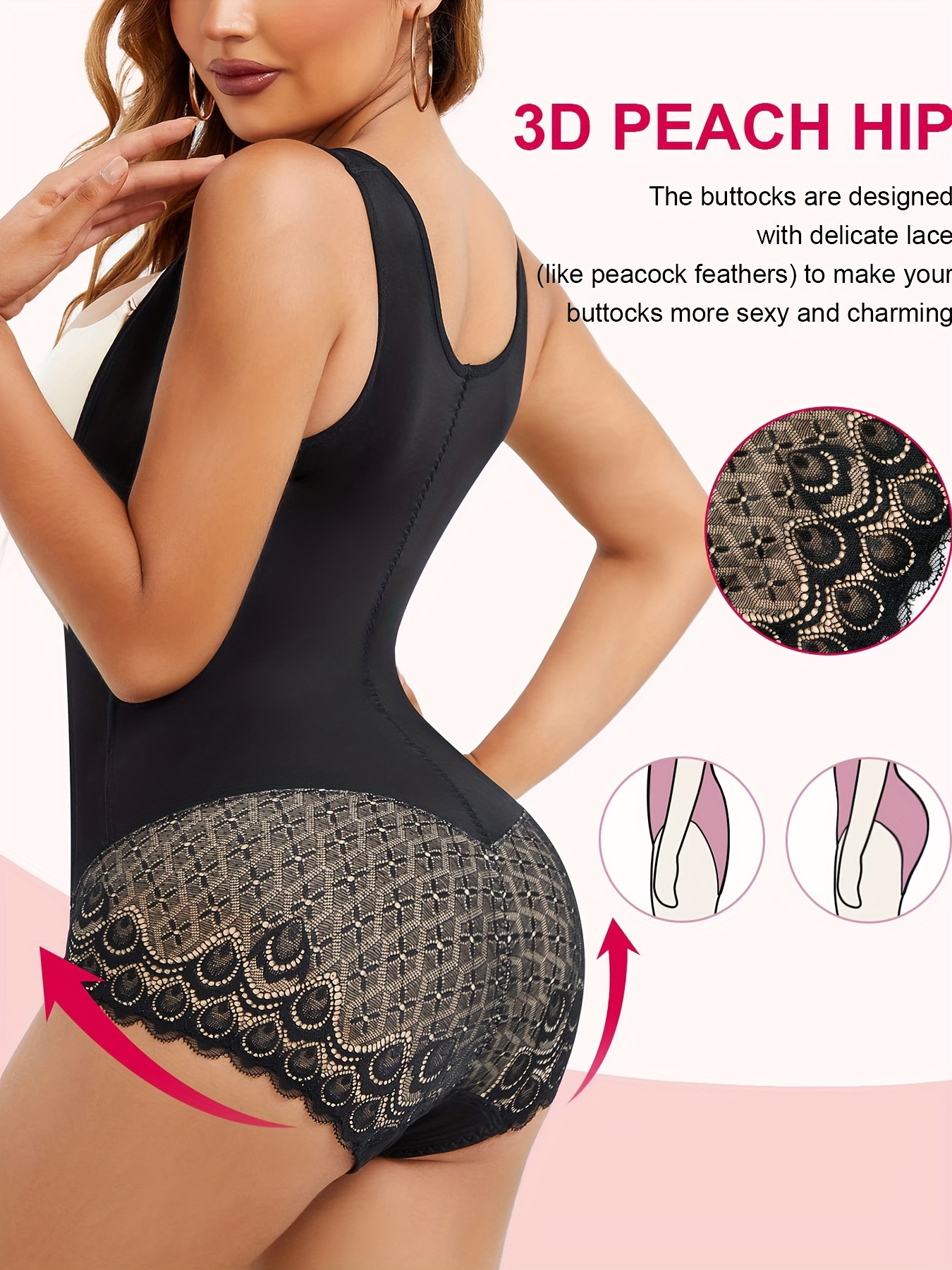 Lace Stitching Shaping Bodysuit Tummy Control Butt Lifting - Temu
