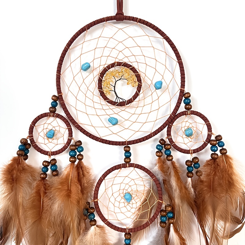 Brown & Turquoise Dream Catcher With Crystals 4