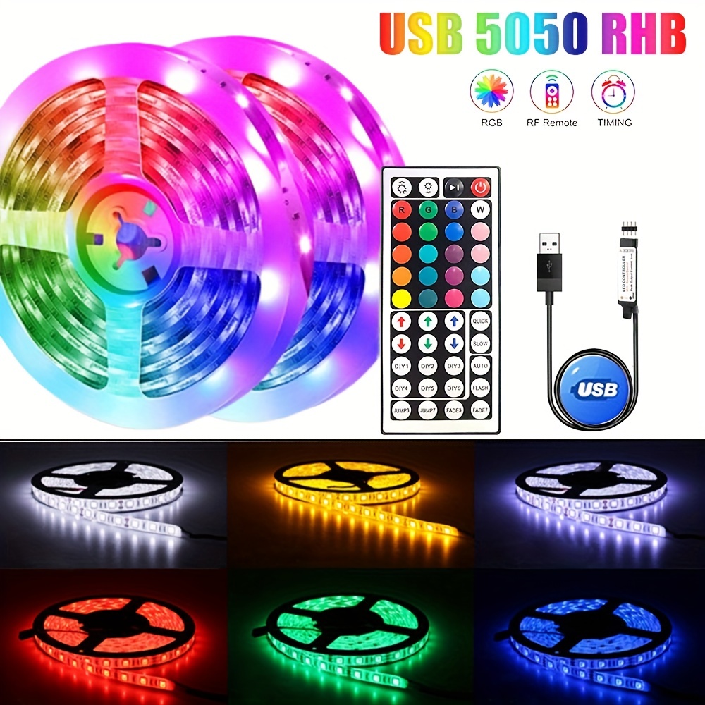 1m/ /5m/10m Bande De Lumières LED USB RGB 5050 24LED/m - Temu France