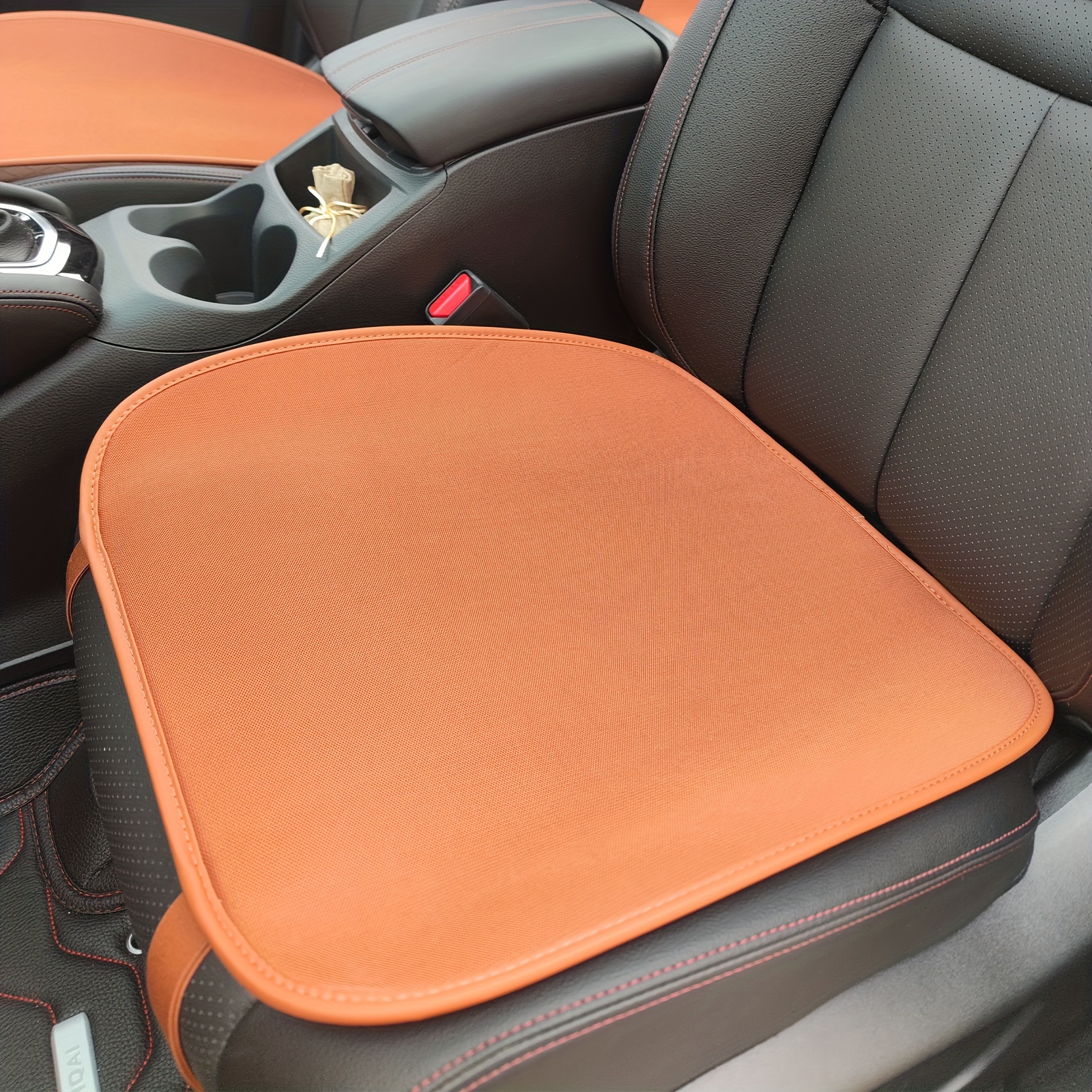 Orange Red All-season Universal Simple Car Seat Cushion Ice Silk Breathable  Mesh Comfortable And Soft Car Front Independent Seat Cushion