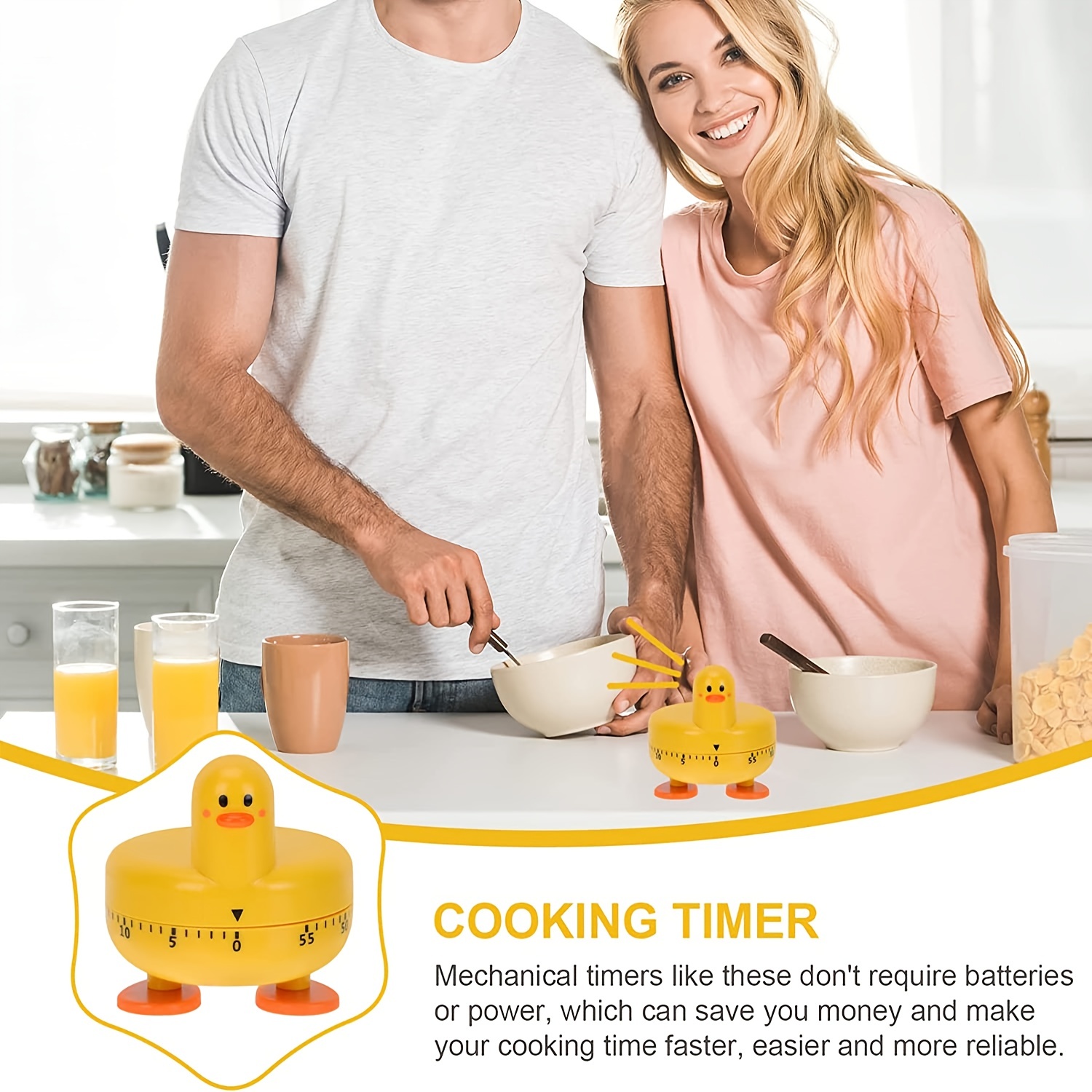 Cooking Timer Cute Duck Kitchen Timer 60 Minute Wind Up Mechanical Rotating  Alarm For Kitchen Cooking Baking