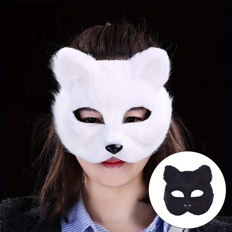  Máscara de gato Therian, máscara de zorro blanca