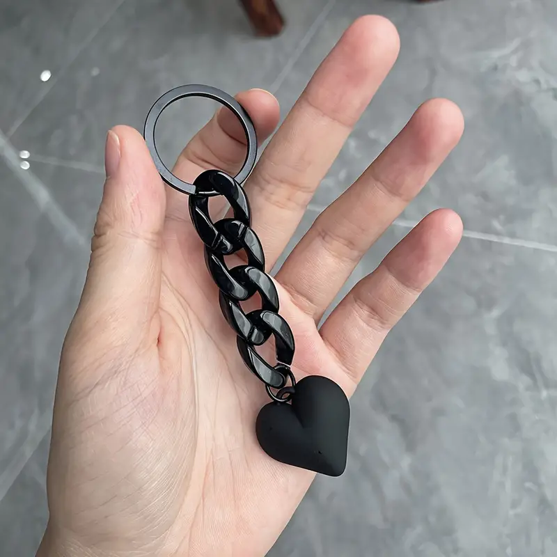 Handmade Heart Keychain Acrylic Plastic Link Chain Key Ring For Women Girls  Handbag Pendant Accessorie Car Keys Artificial Jewelry Gifts