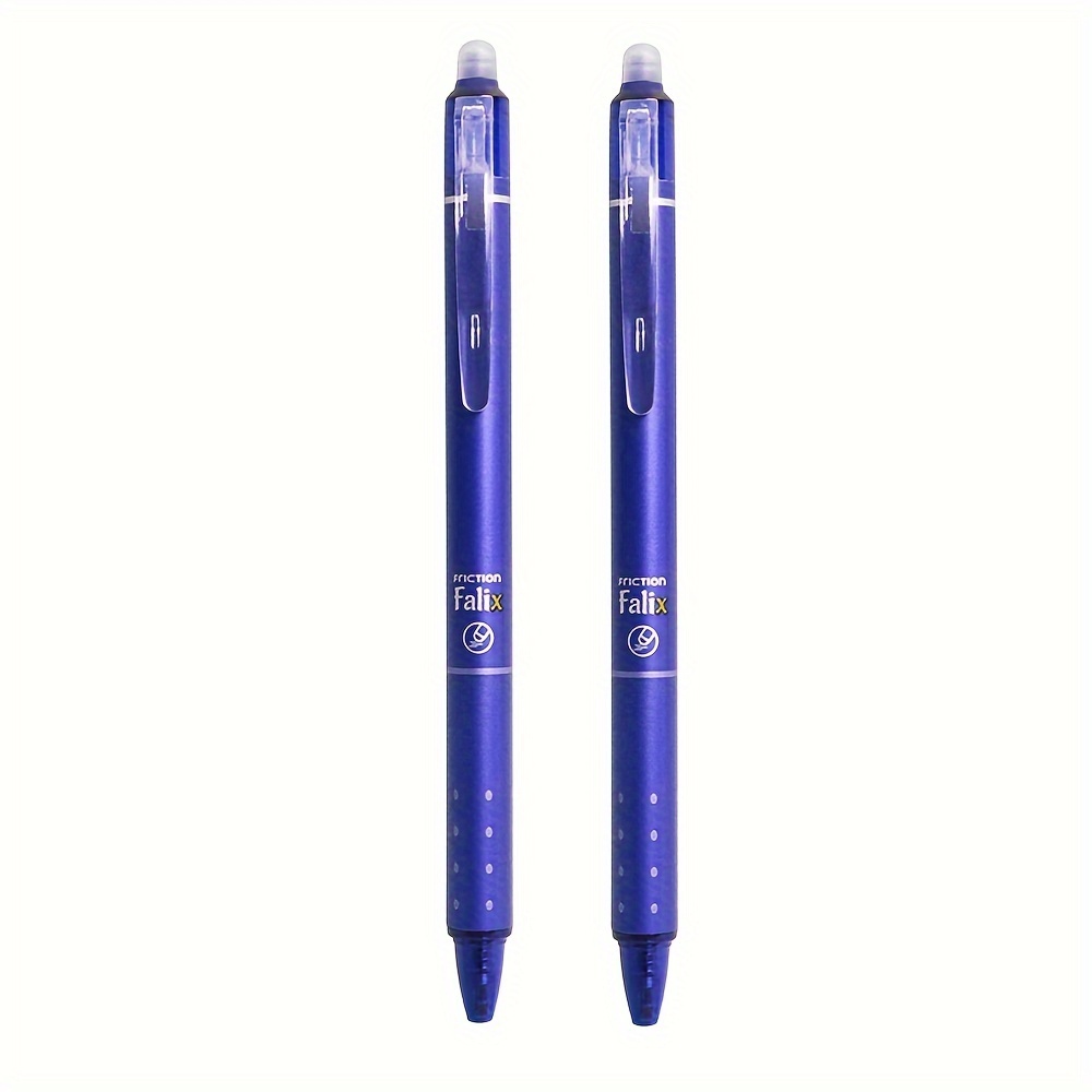 2pcs Press Thermal Erasable Gel Pen 0.5mm Black Blue Refill Simple Friction  Press Type Water Pen Push Gel Pen