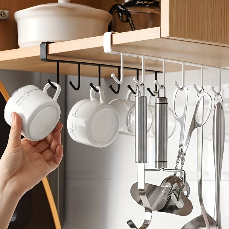 Mug Cup Holders With Hooks Under Cabinet And Shelf, Traceless