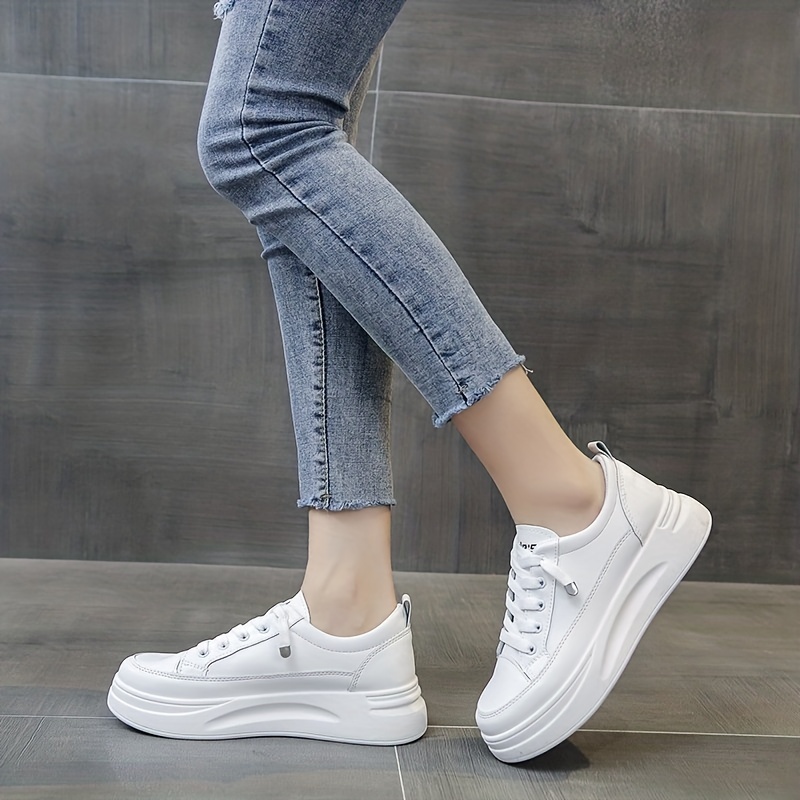 Women's Minimalist Solid Color Sneakers Lace Low top Round - Temu