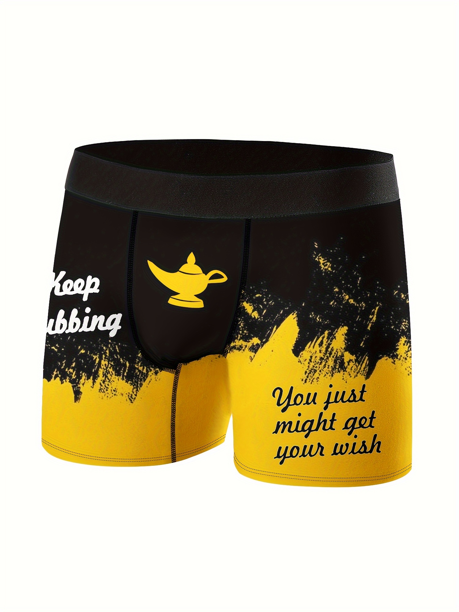 Keep Rubbing You Just Might Get Your *' All Over Print Men's Novelty Funny  Underwear, Breathable Comfy High Stretch Boxer Briefs Shorts, Swim Trun