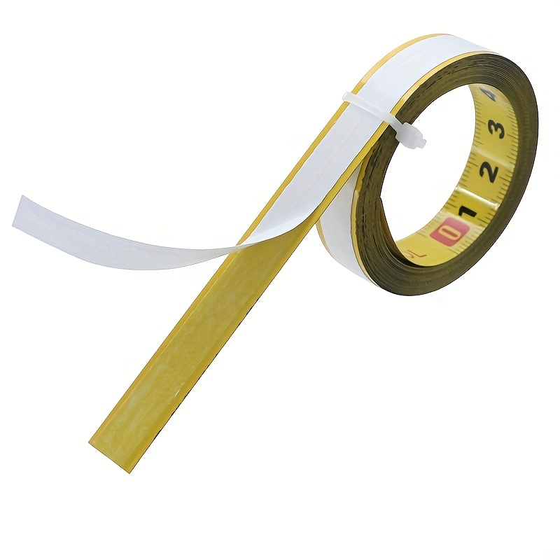 Cinta métrica métrica de medición autoadhesiva amarilla, 1M de longitud,  0.492 in de ancho, lectura de izquierda a derecha, para trabajo,  carpintería