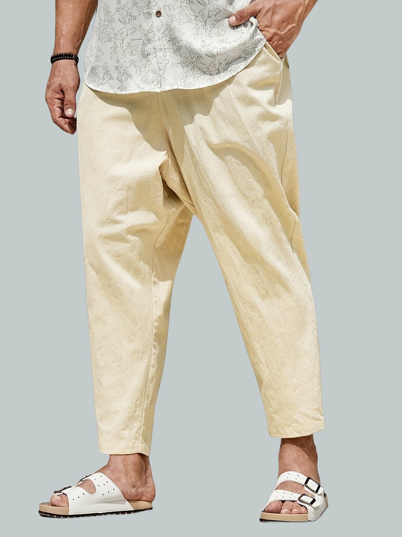 Men's Drawstring Harem Pants Beach Pant Solid Casual Baggy - Temu