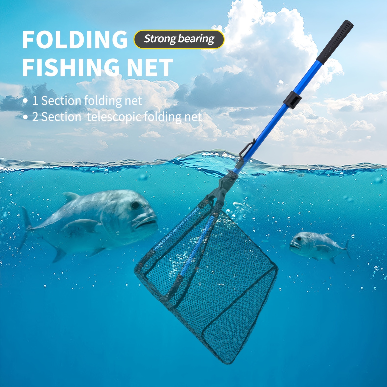LEOFISHING Folding Fishing Net, Portable Lightweight Retractale Fishing Net  For Freshwater And Saltwater