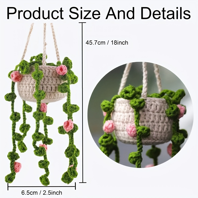 Cute Potted Plant Crochet Hanging Basket Boho Basket Knitted - Temu  Australia