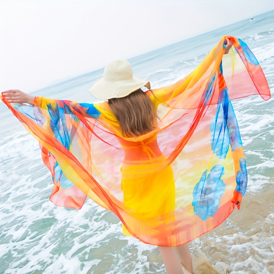 Boho Sunscreen Shawl Lightweight Scarf Long Travel Beach Towel