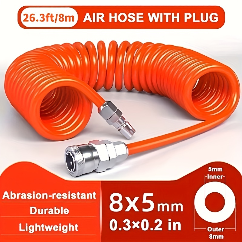 thumbnail image 2 of DEWENWILS 1/4-in X 25ft Polyurethane Recoil Air Hose With Fittings 2 of 2