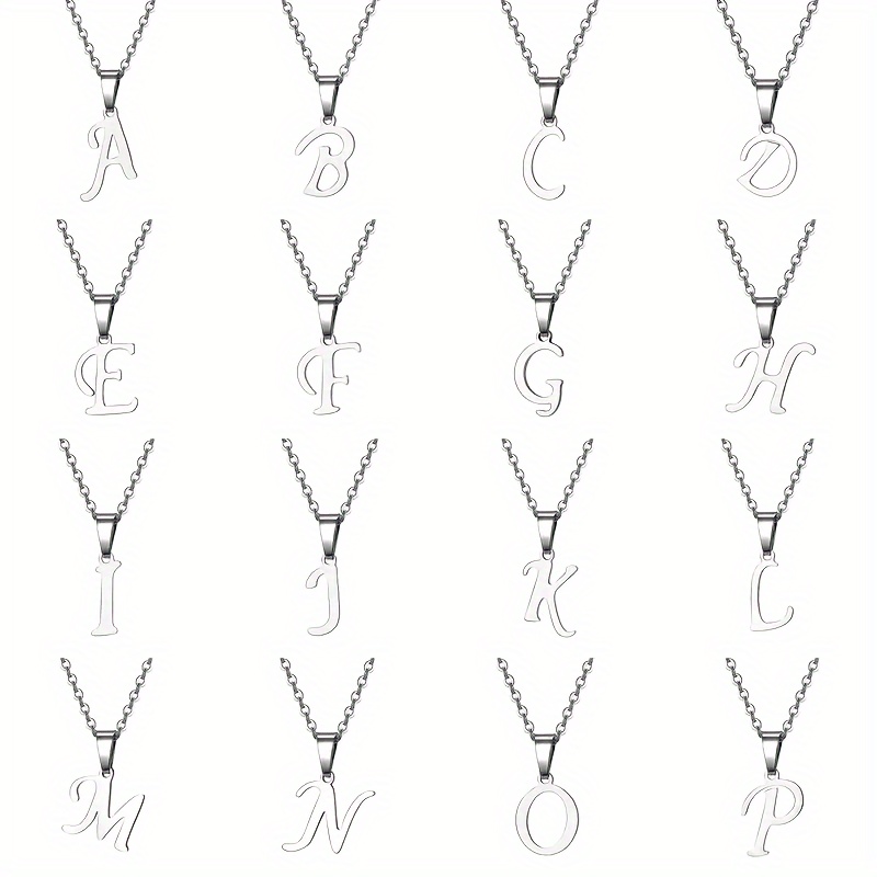 Stainless Steel Minimalist 26-Letter Pendant Necklace - Hip-Hop & Everyday Unisex Jewelry, Initial Gift for Women & Men, Durable Year-Round Wear, Necklace, Daily Wear Accessory, Modern Jewelry, Polished Finish