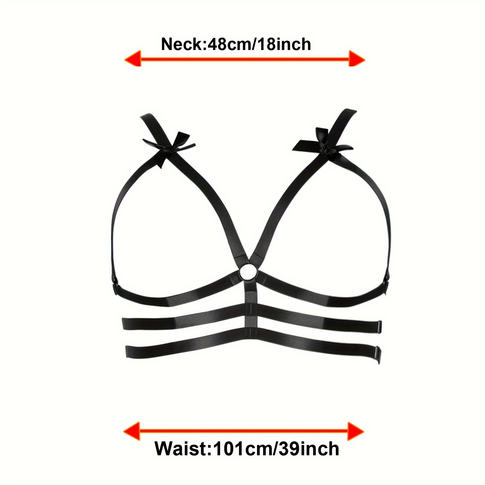 Plus Size Gothic Harness Women Sexy Bow Cage Bra Solid Color - Temu