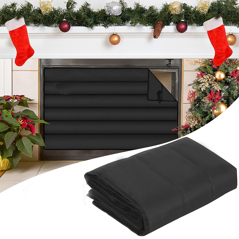 Magnetic Fireplace Cover,Fireplace Insulation Cover Fireplace Blocker  Blanket Fireplace Draft Cover with Magnet and Hook-and-Loop Fasteners for  Summer