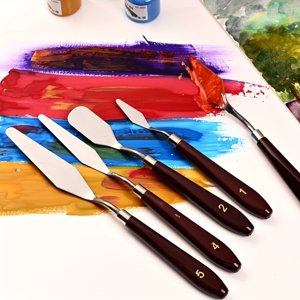 Palette Knife Wooden Handle Handcrafted Mixing Scraper Spatula Pallet Knife  for Acrylic Paint Canvas Oil Painting Watercolor DIY
