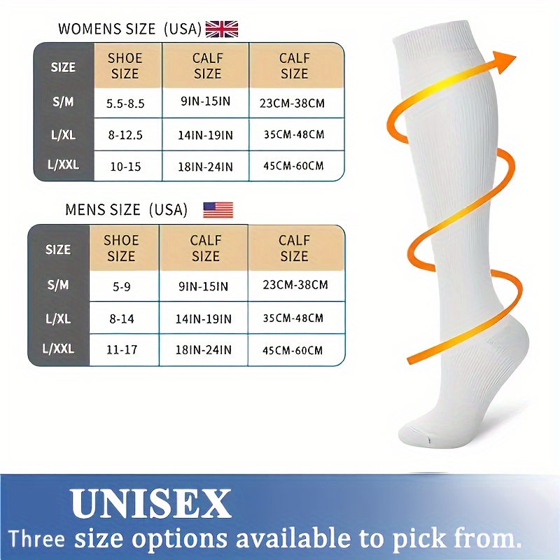 2 Pairs Copper Compression Socks 15-20mmHg Knee High for Women & Men