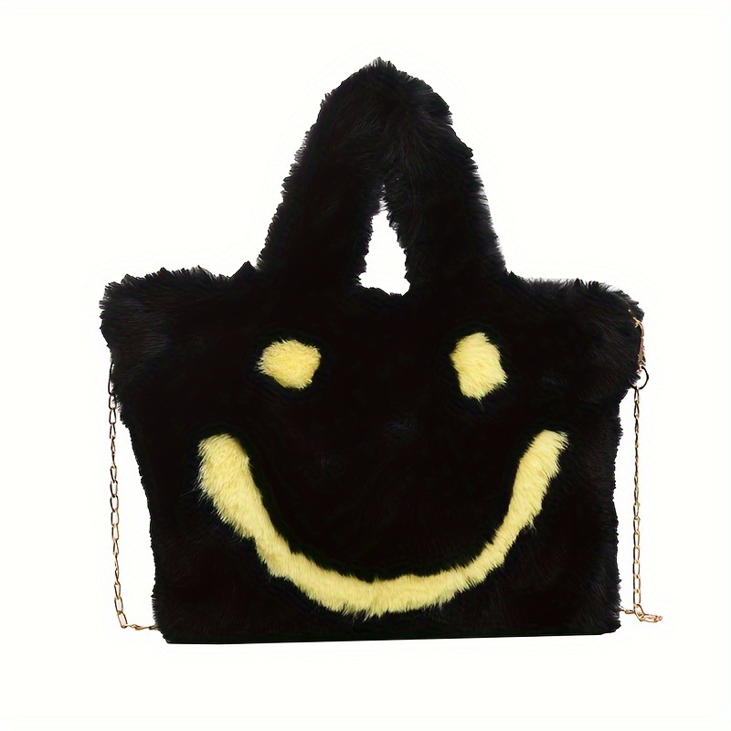 Men's Cute Bag, New Plush Smiling Face Portable Plush Bag, Luxury Chain  Crossbody Versatile Bag - Temu